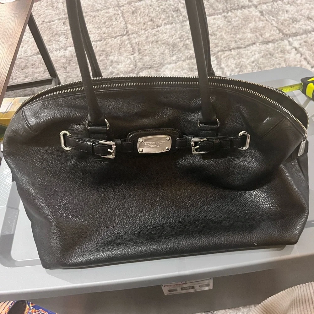 Michael Kors Black Leather Bag with Silver Hardware - Picture 2 of 6